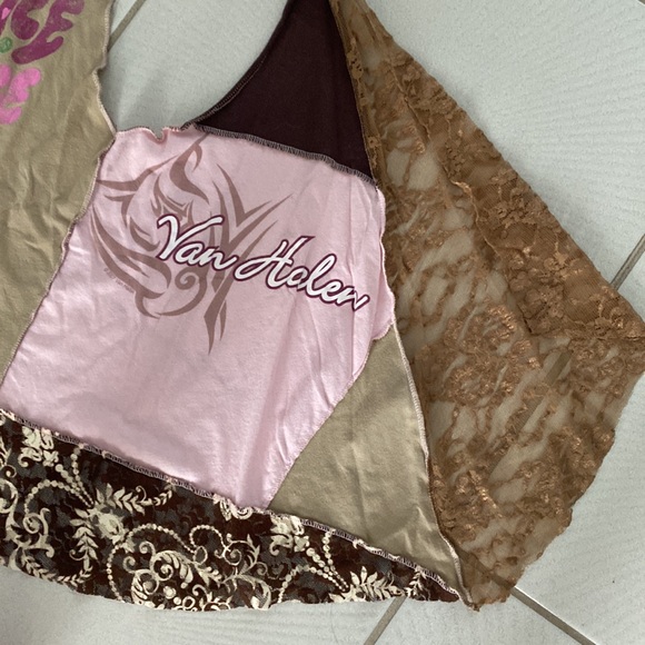 Vintage Styles Ever After Handmade Van Halen brown pink brown lace vest OS - Picture 6 of 8